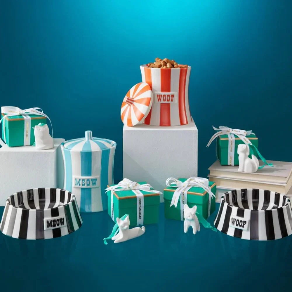 Jonathan Adler Porcelain Spaniel Ornament in beautiful teal gift box - BRAND NEW